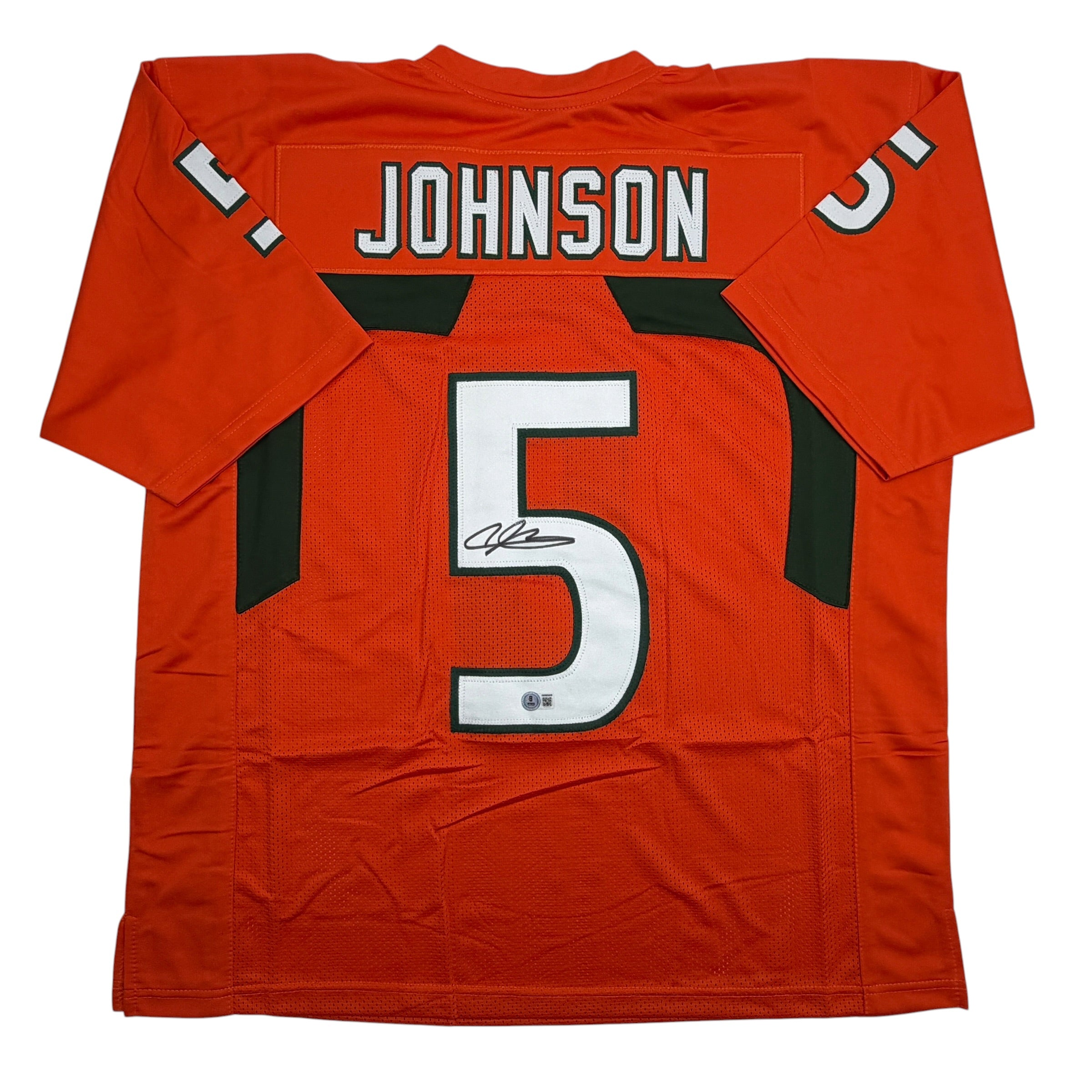 Autographed/Signed Andre Johnson Miami Orange College Football Jersey