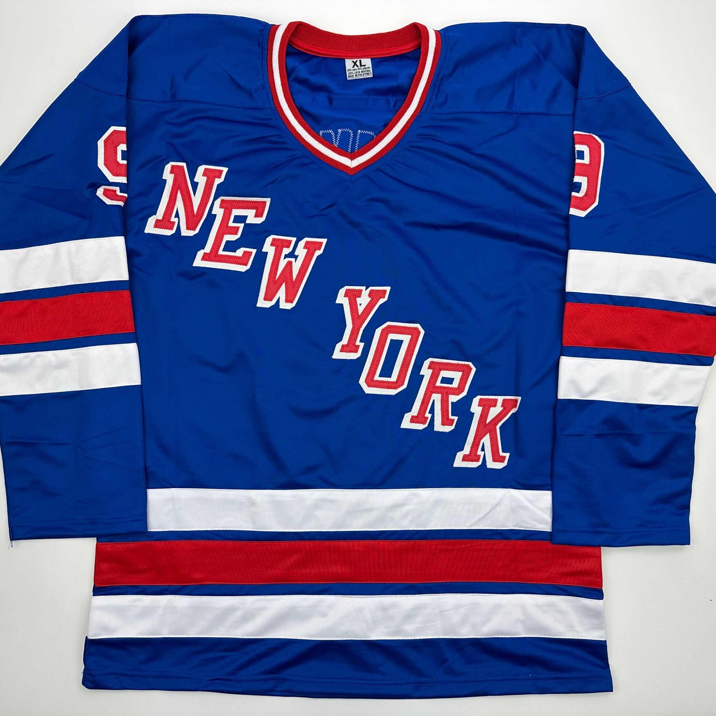 Autographed/Signed Adam Graves New York Blue Hockey Jersey Beckett BAS COA