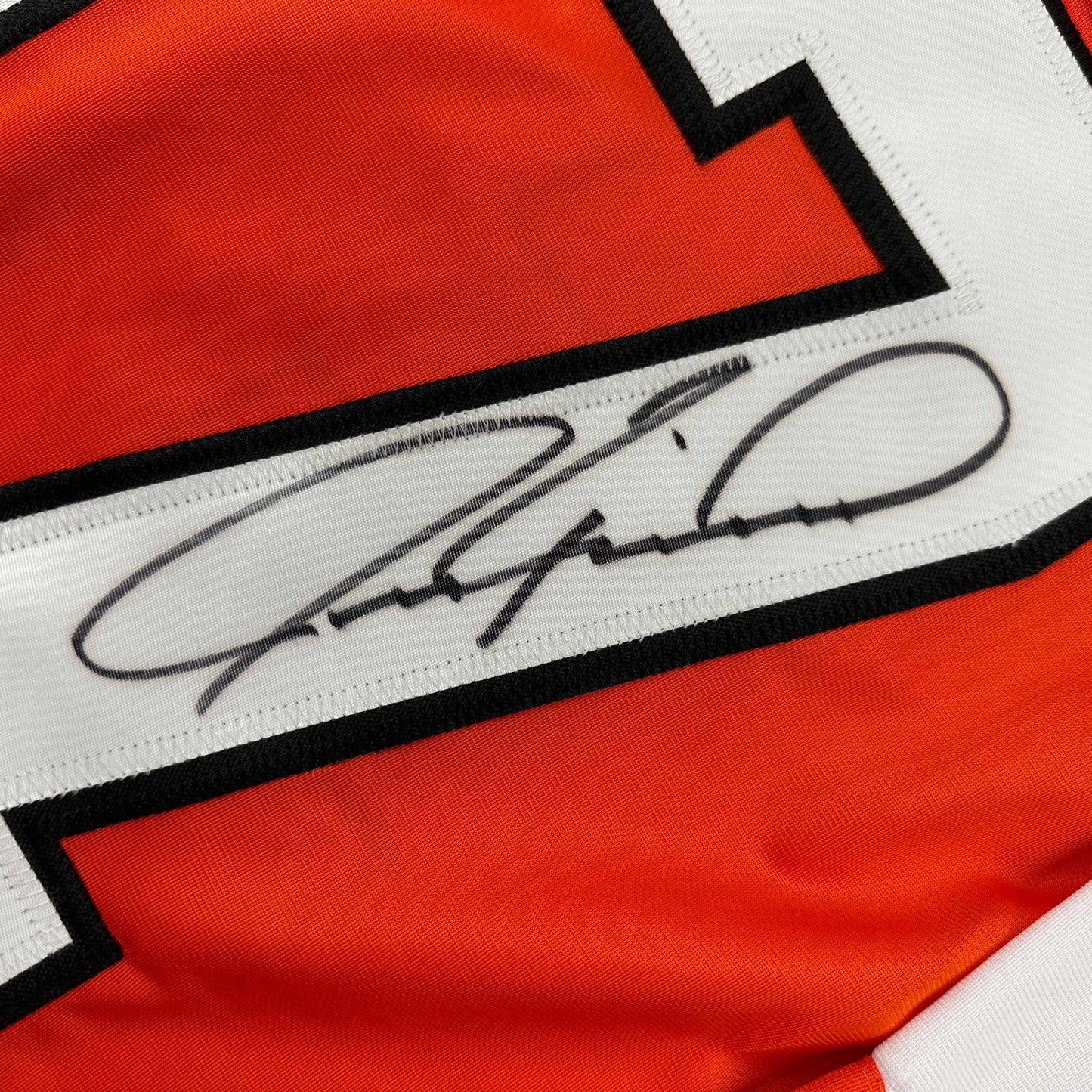 Autographed/Signed Jeremy Roenick Philadelphia Orange Hockey Jersey Beckett BAS COA