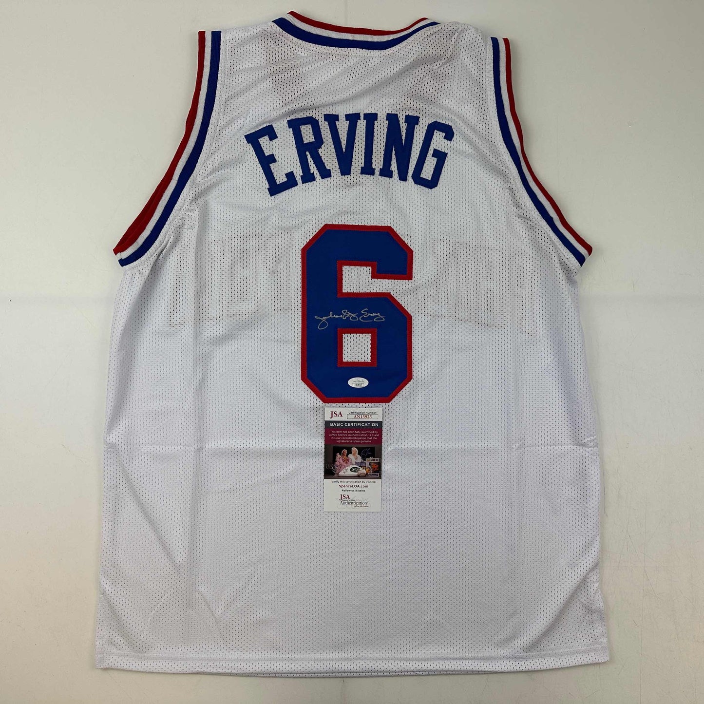 Autographed/Signed Julius Erving Dr. J Philadelphia White Basketball Jersey JSA COA