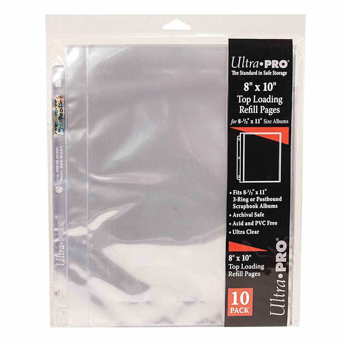 3-Hole Clear 8" x 10" Photo Pages