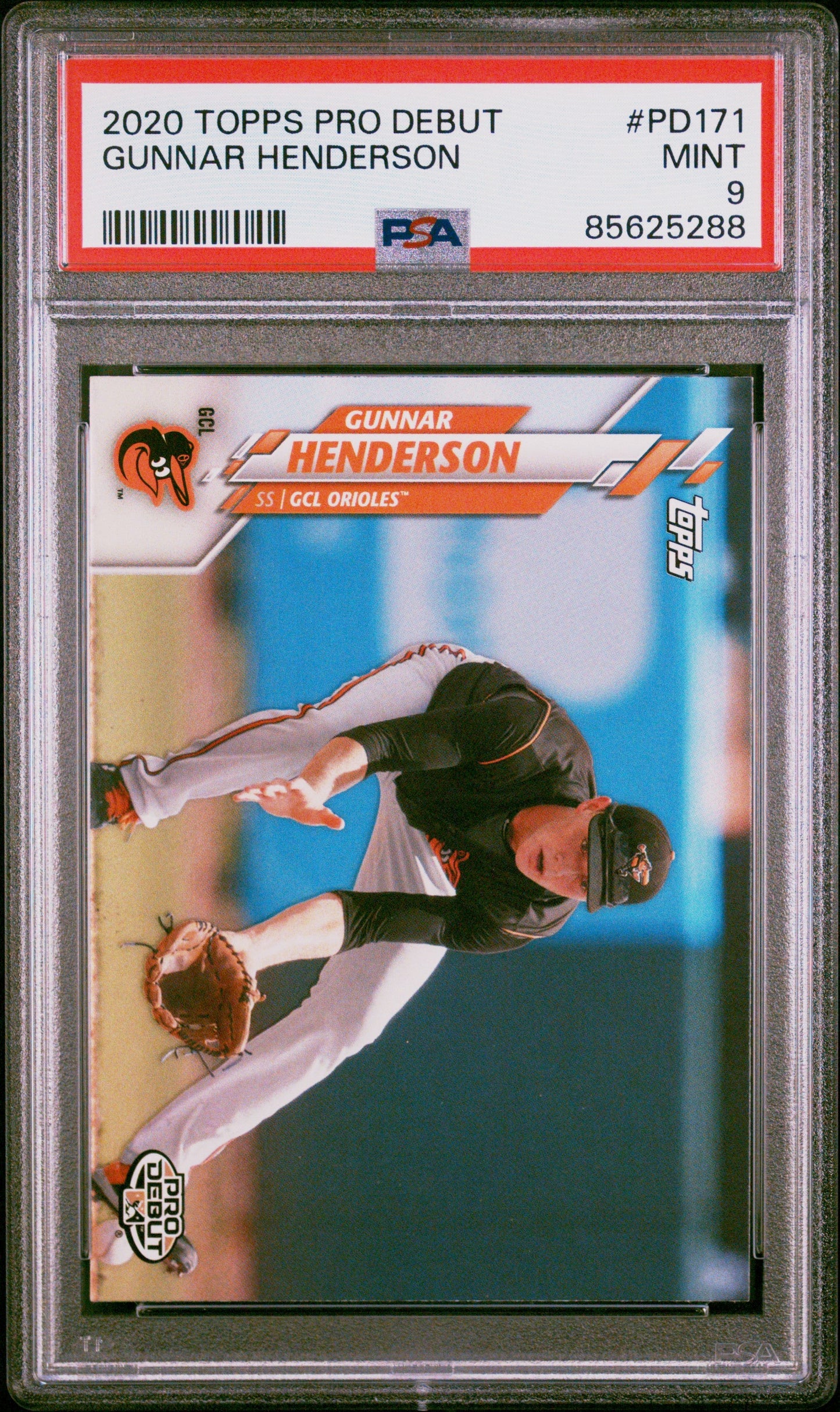 Graded 2020 Topps Pro Debut Gunnar Henderson #PD171 Rookie RC Baseball Card PSA 9 Mint