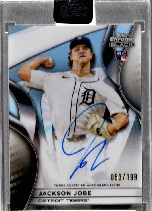 2025 Topps Chrome Black Jackson Jobe #CBAJJB Refractor Auto /199 Detroit Tigers Rookie RC Baseball Card