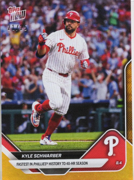 2025 Topps Now Kyle Schwarber #515 Orange Foil /25 Philadelphia Phillies Baseball Card