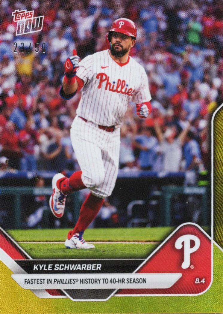2025 Topps Now Kyle Schwarber #515 Gold Foil /50 Philadelphia Phillies Baseball Card