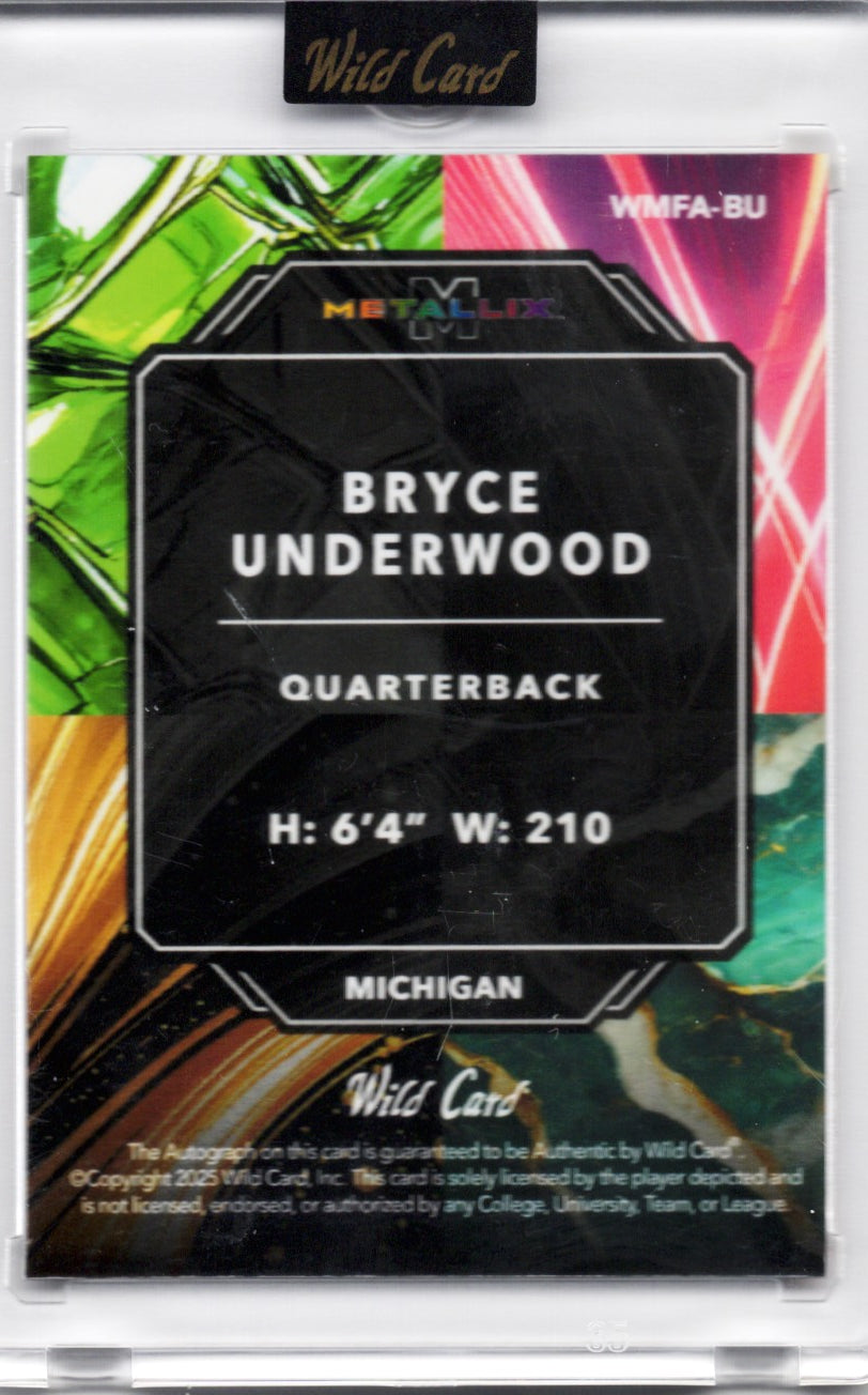 2025 Wild Card Metallix Bryce Underwood #WMFABU Rainbow Autofractal Auto 1/1 Michigan Wolverines Rookie RC Football Card