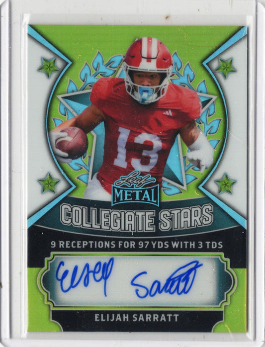2025 Leaf Metal Elijah Sarrratt #CSES1 Collegiate Stars Auto /9 Indiana Hoosiers Rookie RC Football Card