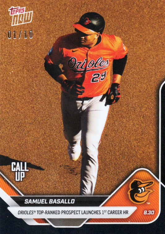 2025 Topps Now Samuel Basallo #634 Black Foil /10 Baltimore Orioles Rookie RC Baseball Card