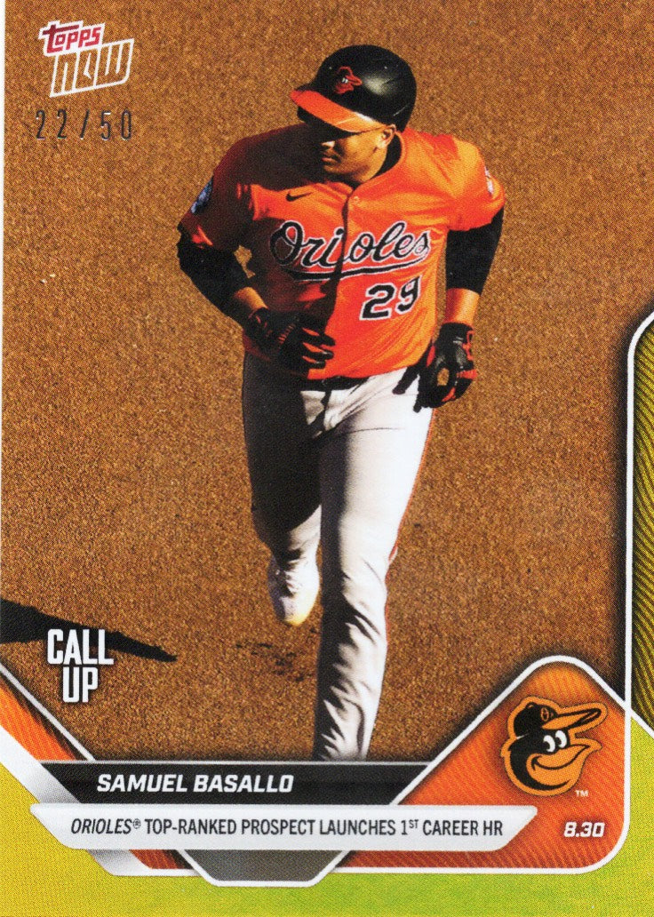 2025 Topps Now Samuel Basallo #634 Gold Foil /50 Baltimore Orioles Rookie RC Baseball Card