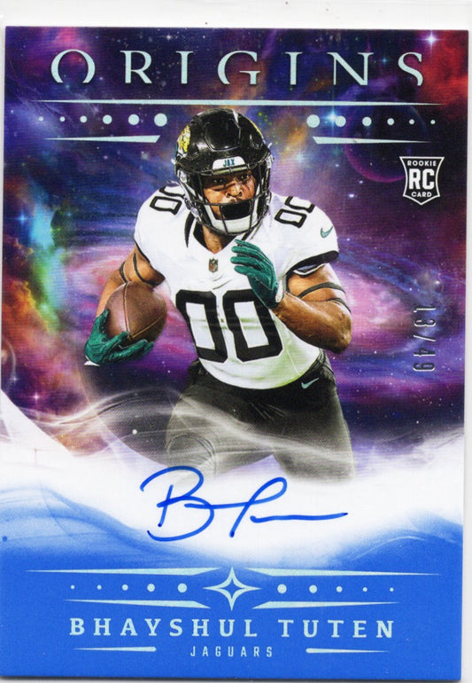 2025 Panini Origins Bhayshul Tuten #RABTU Blue Auto /49 Jacksonville Jaguars Rookie RC Football Card
