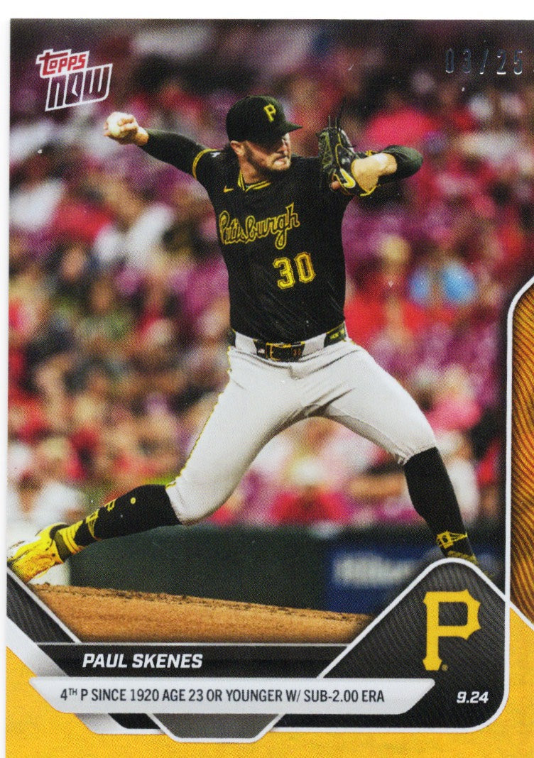 2025 Topps Now Paul Skenes #763 Orange Foil /50 Pittsburgh Pirates Baseball Card