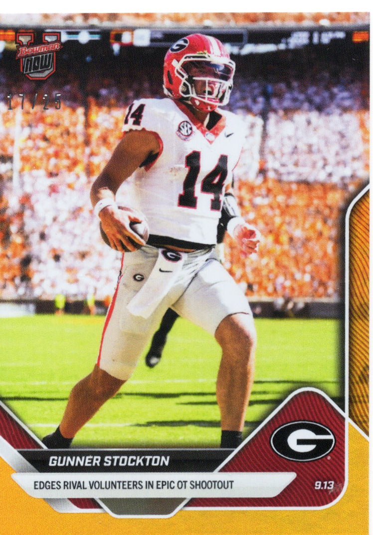 2025 Topps Bowman U Now Gunner Stockton #12 Orange Foil /25 Georgia Bulldogs Rookie RC Football Card