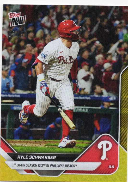 2025 Topps Now Kyle Schwarber #682 Gold Foil /50 Philadelphia Phillies Baseball Card