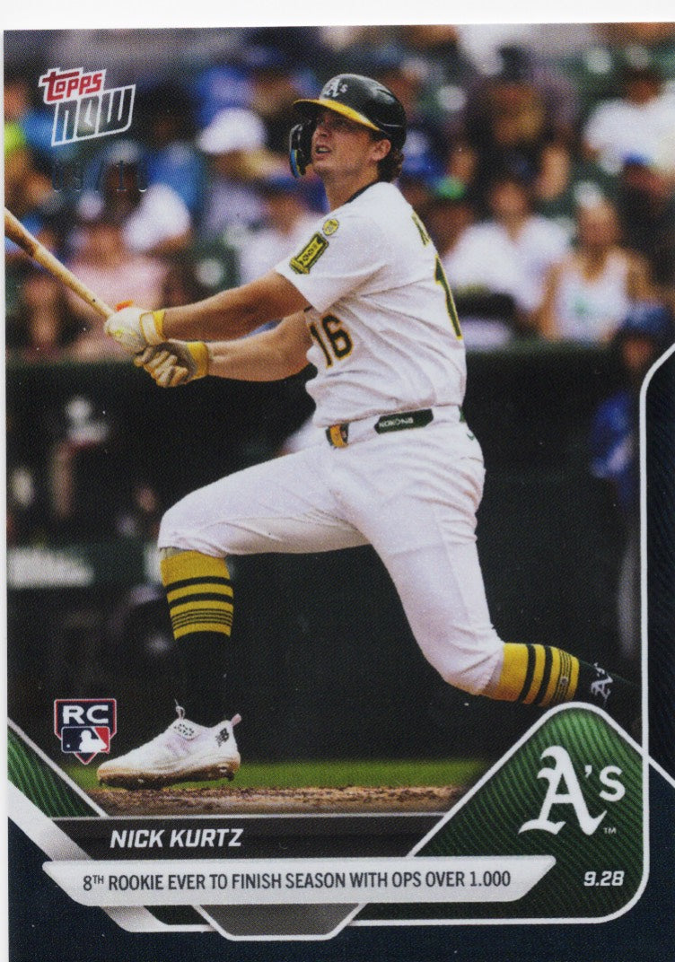 2025 Topps Now Nick Kurtz #787 Black Foil /10 Athletics Rookie RC Baseball Card