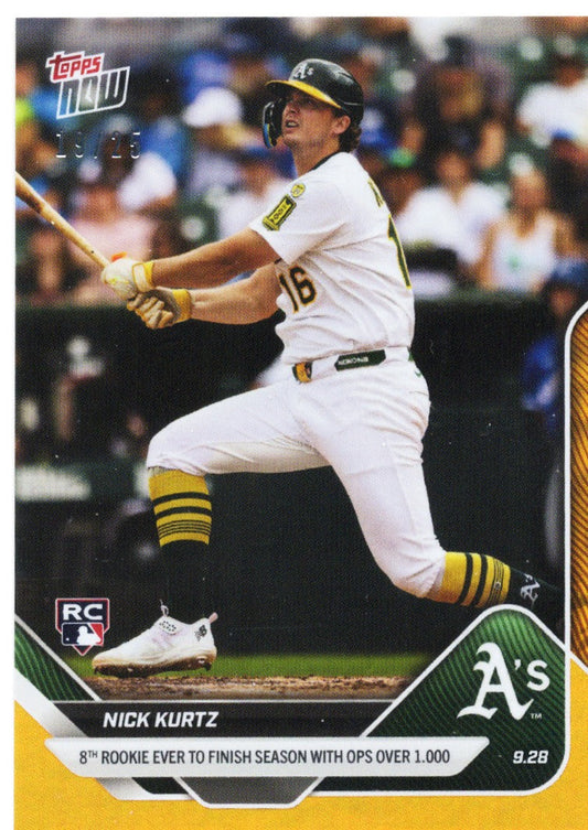 2025 Topps Now Nick Kurtz #787 Orange Foil /25 Athletics Rookie RC Baseball Card