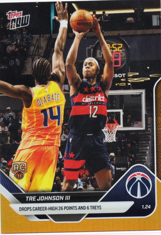 2025 Topps Now Tre Johnson #140 Orange Foil /25 Washington Wizards Rookie RC Basketball Card - Golden Apple Comics