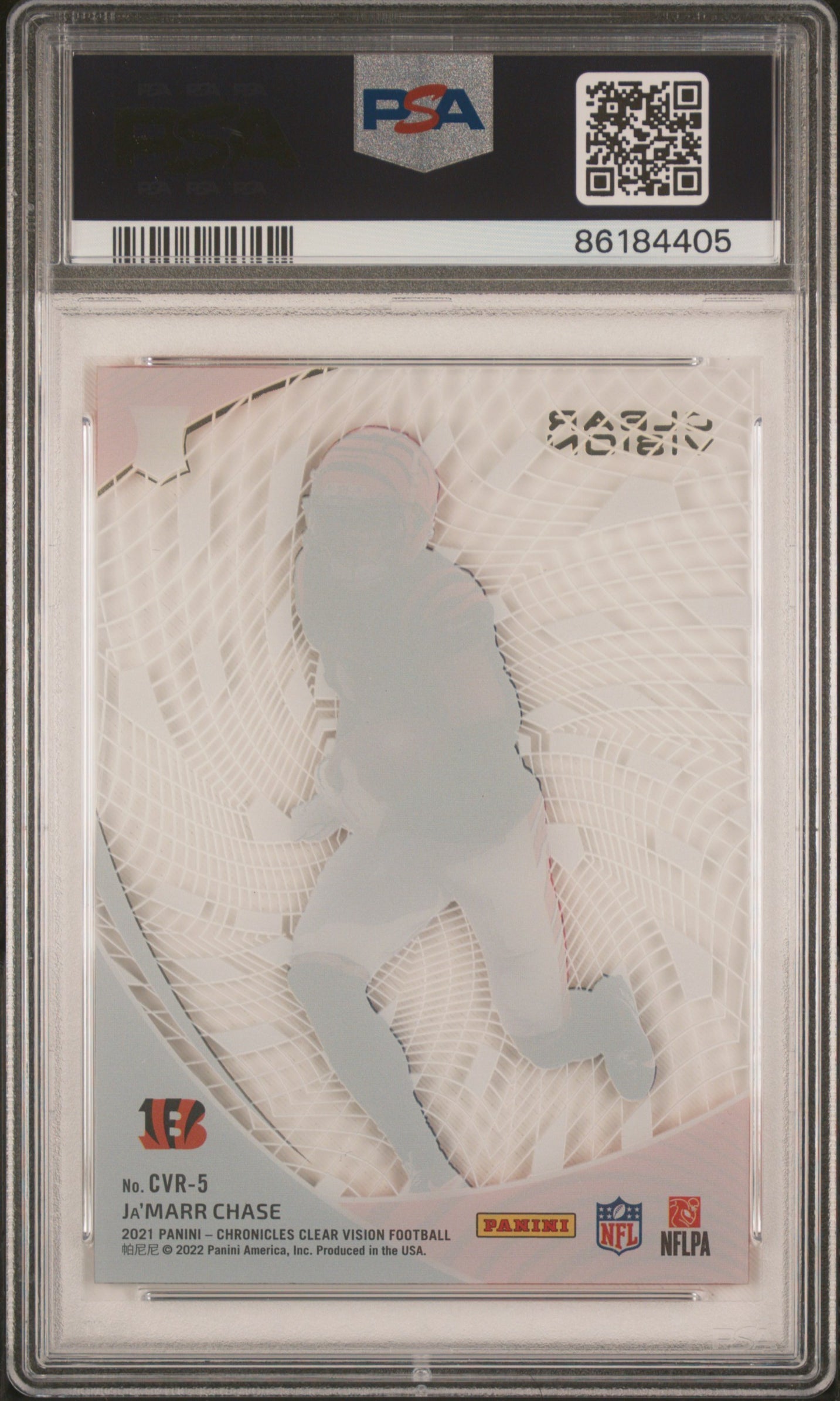 Graded 2021 Panini Chronicles Ja'Marr Chase #CVR5 Clear Vision Rookies RC Football Card PSA 10 Gem Mint