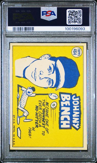 Graded 1970 Topps Johnny Bench #464 Baseball Card PSA 6 EX-MT