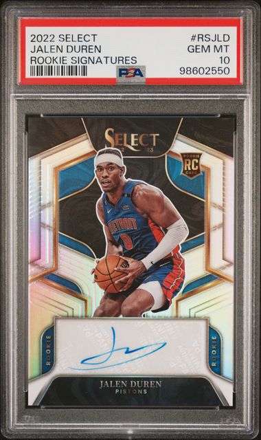 Graded 2022 Panini Select Jalen Duren #RSJLD /249 Rookie Signatures Prizm Auto Rookie RC Basketball Card PSA 10 Gem Mint