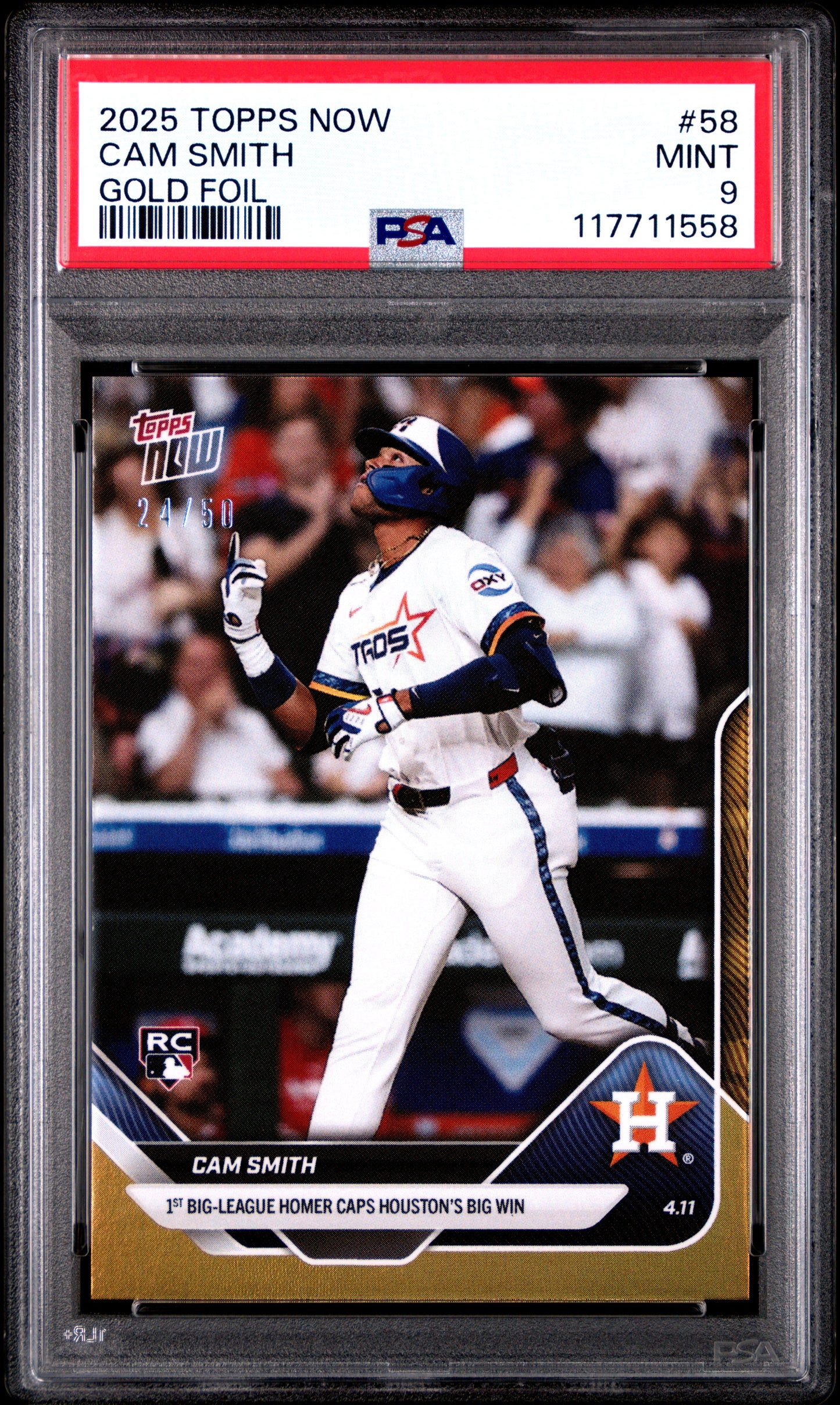 Graded 2025 Topps Now Cam Smith #58 Gold Foil /50 Rookie RC Baseball Card PSA 9 Mint - Golden Apple Comics
