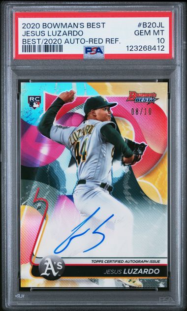 Graded 2020 Topps Bowmans Best Jesus Luzardo #B20JL /10 Best of 2020 Red Refractor Auto Rookie RC Baseball Card PSA 10 Gem Mint