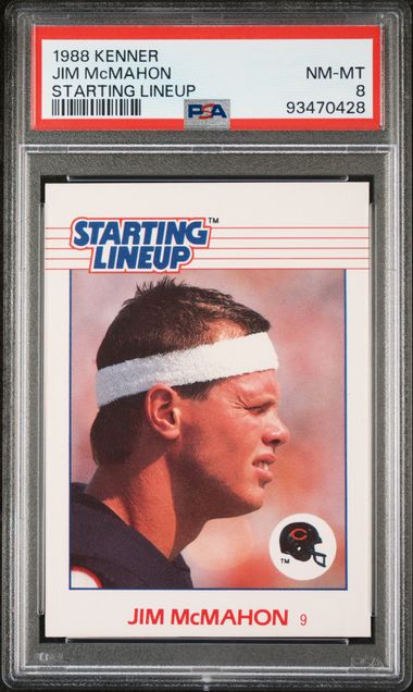 Graded 1988 Kenner Starting Lineup Jim McMahon Football Card PSA 8 NM-MT