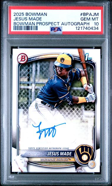 Graded 2025 Topps Bowman Jesus Made #BPAJM Paper Prospects Autograph Rookie RC Baseball Card PSA 10 Gem Mint