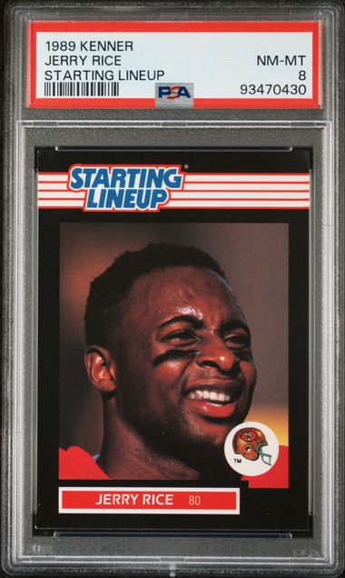 Graded 1989 Kenner Starting Lineup Jerry Rice Football Card PSA 8 NM-MT