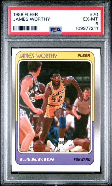 Graded 1988 Fleer James Worthy #70 Basketball Card PSA 6 EX-MT