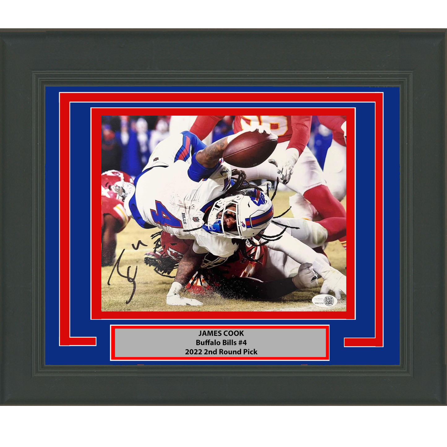 Framed Autographed/Signed James Cook Buffalo Bills 8x10 Football Photo JSA COA