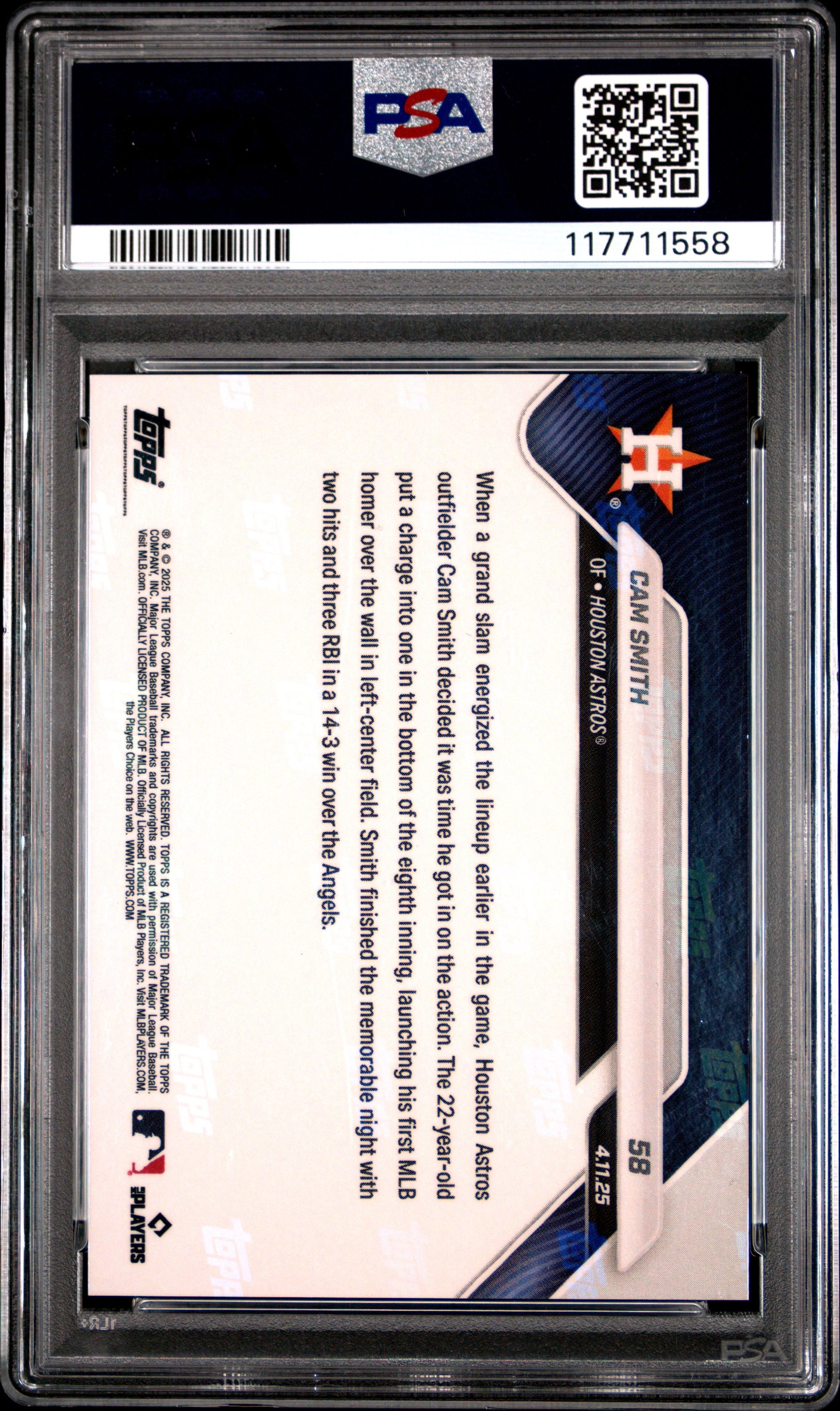 Graded 2025 Topps Now Cam Smith #58 Gold Foil /50 Rookie RC Baseball Card PSA 9 Mint - Golden Apple Comics