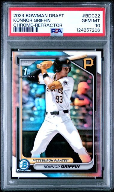 Graded 2024 Topps Bowman Draft Konnor Griffin #BDC22 Chrome Refractor Rookie RC Baseball Card PSA 10 Gem Mint
