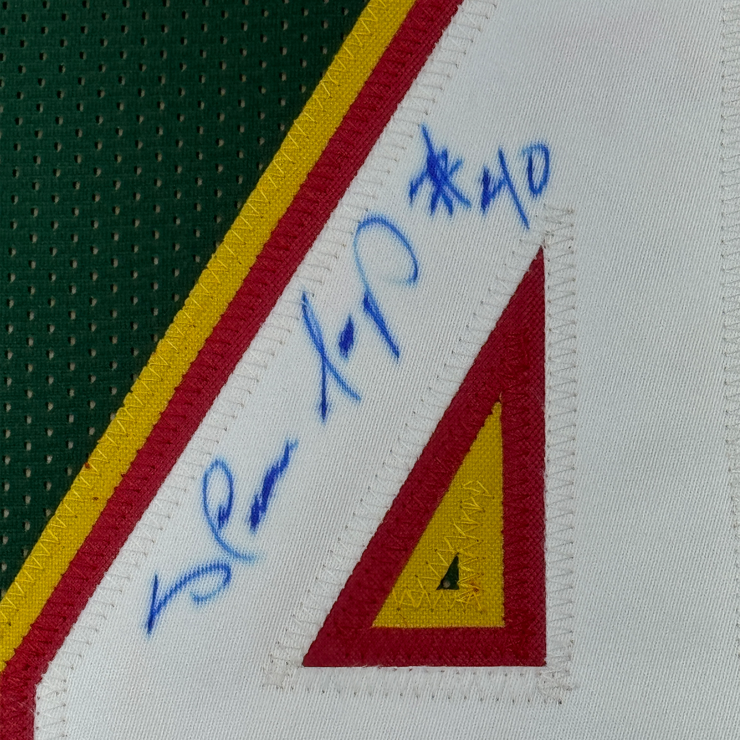 Framed Autographed/Signed Shawn Kemp 35x39 Seattle Dark Green Basketball Jersey PSA/DNA COA