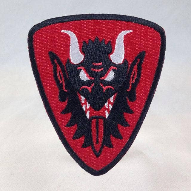 Krampus Face Heraldic Shield Patch: Iron-on - Golden Apple Comics