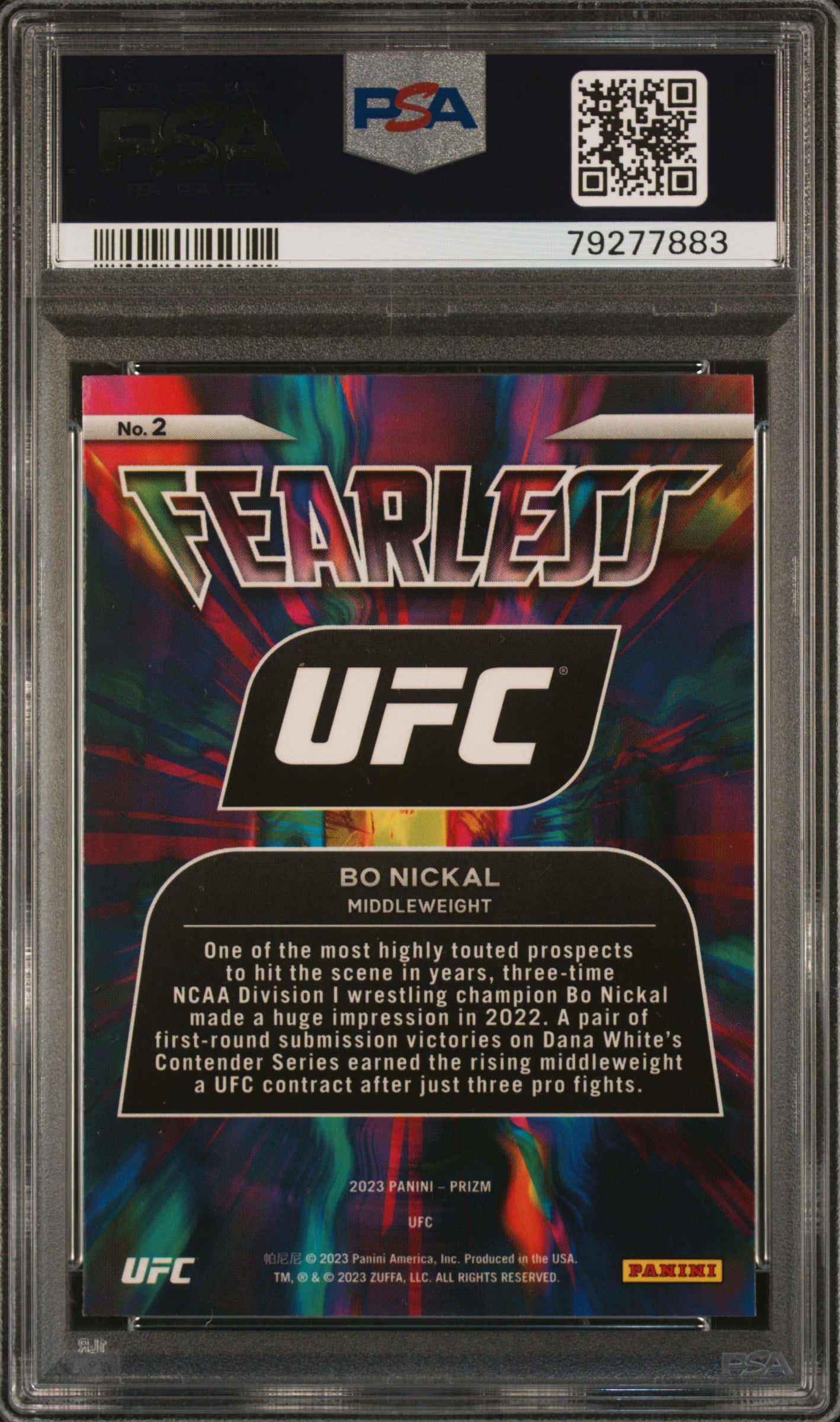 Graded 2023 Panini Prizm Bo Nickal #2 Fearless Rookie RC UFC MMA Card PSA 10 Gem Mint - Golden Apple Comics