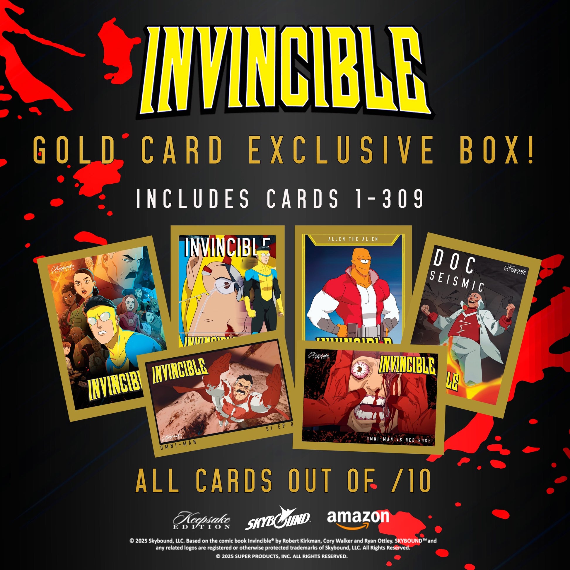 Invincible Season 1 2025 Keepsake Premiere Trading Cards Golden Apple Comics Gold /10 Exclusive - Golden Apple Comics