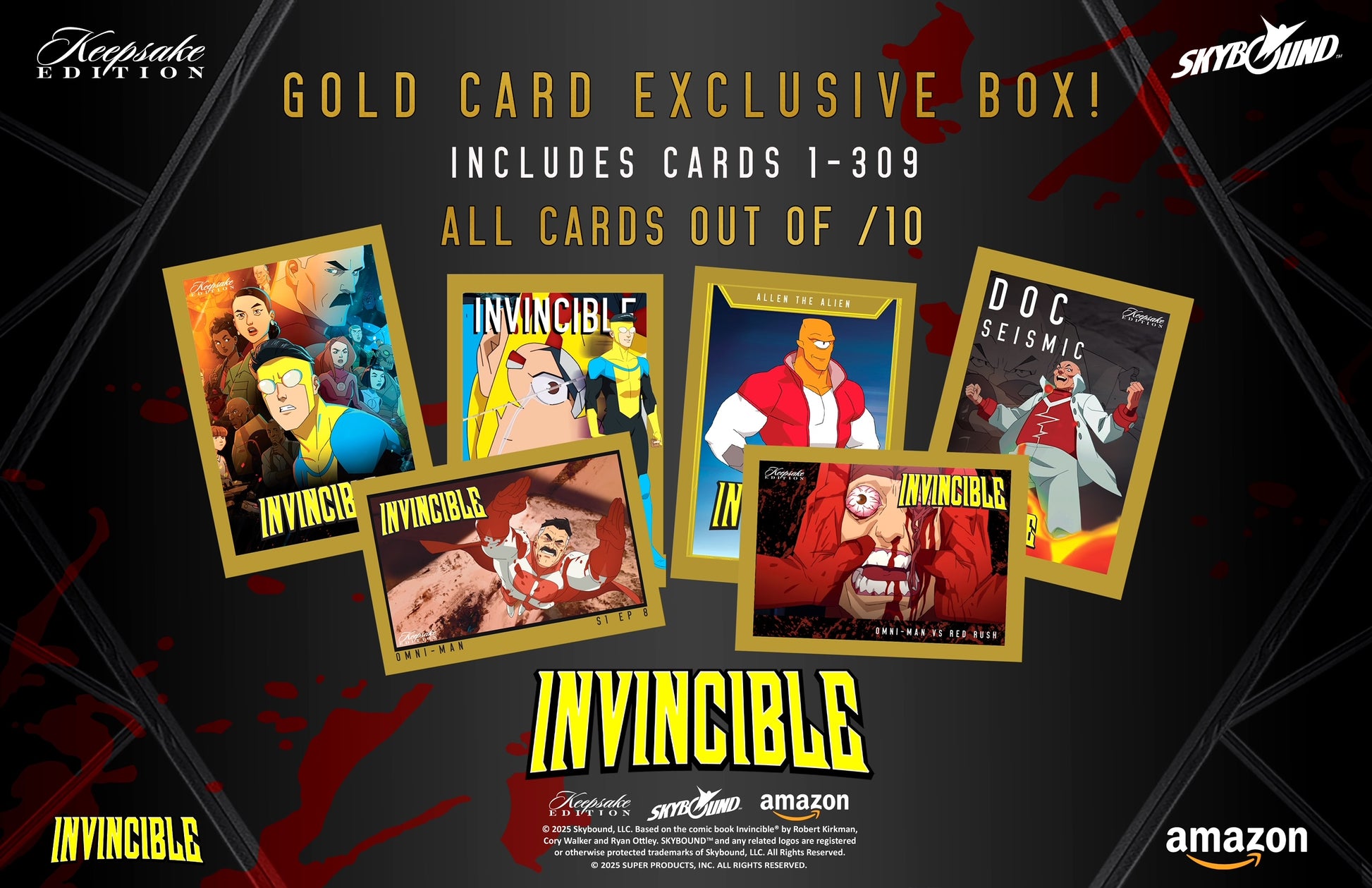 Invincible Season 1 2025 Keepsake Premiere Trading Cards Golden Apple Comics Gold /10 Exclusive - Golden Apple Comics
