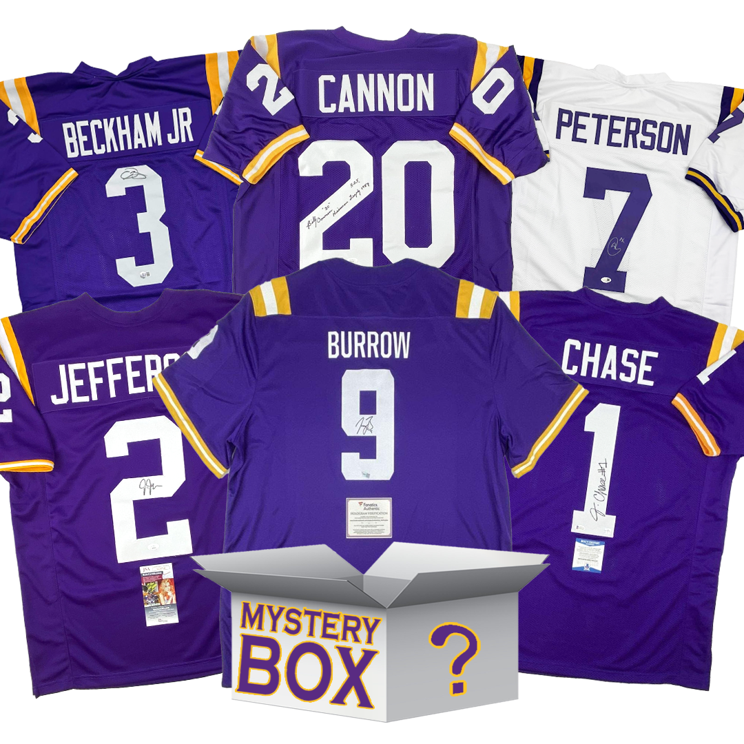 Autographed/Signed LSU Louisiana State University College Football Jersey Mystery Box with PSA JSA or Beckett COA