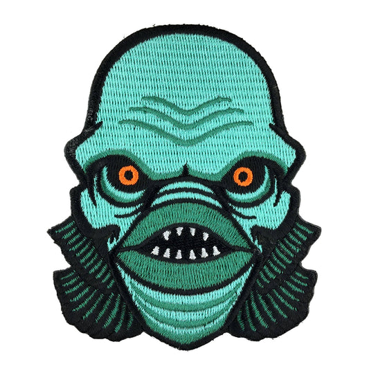Lagoon Creature Head Embroidered Patch: Iron-on