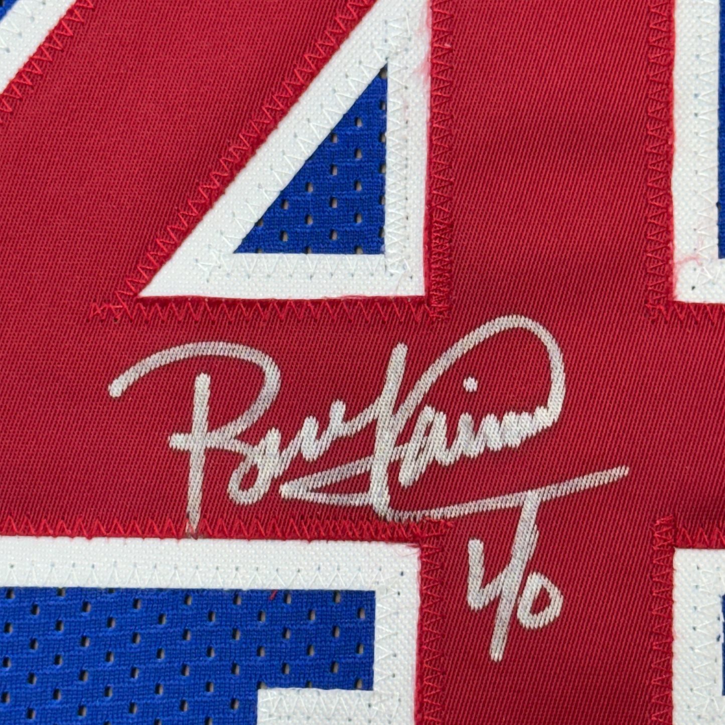 Framed Autographed/Signed Bill Laimbeer 35x39 Detroit Blue Basketball Jersey JSA COA