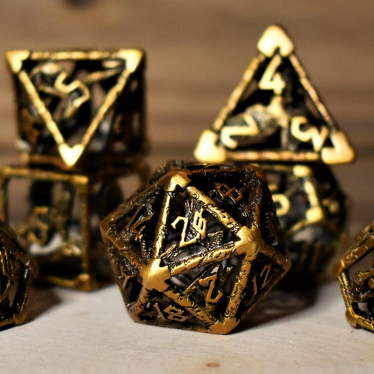 Legends of Valhalla - Golden Brass Hollow Metal Dice Set