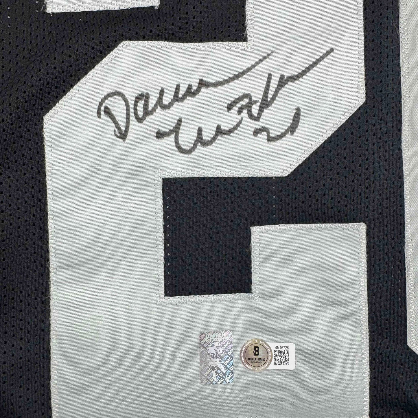 Autographed/Signed Darren McFadden Las Vegas Oakland Black Football Jersey Beckett BAS COA