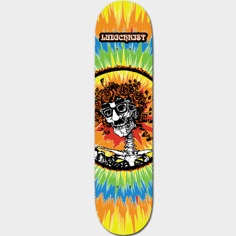 Volatile x Ludichrist - Psycho Skull - Tye Die Skateboard Deck