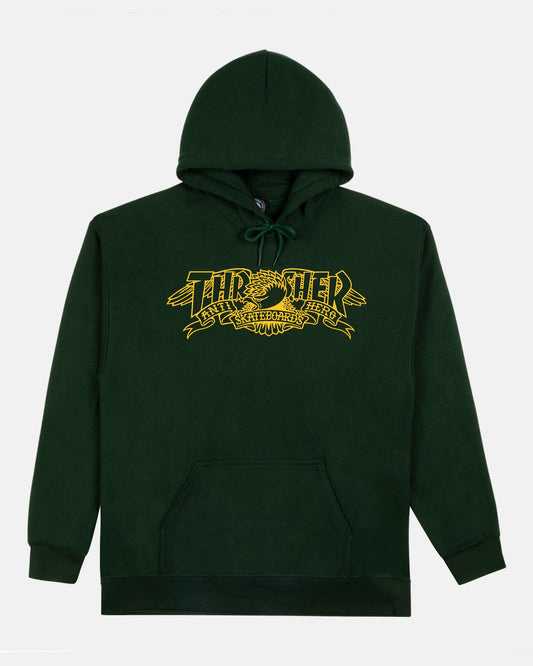 THRASHER X ANTI-HERO MAG BANNER HOODED SWEATSHIRT