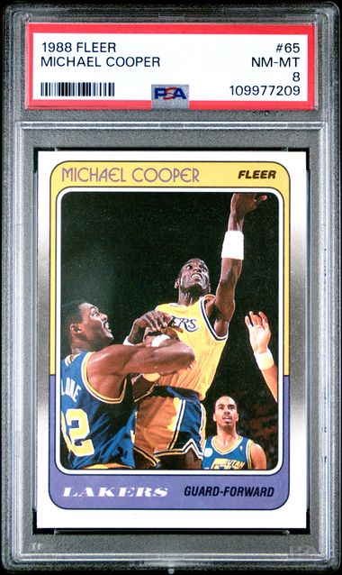 Graded 1988 Fleer Michael Cooper #65 Basketball Card PSA 8 NM-MT
