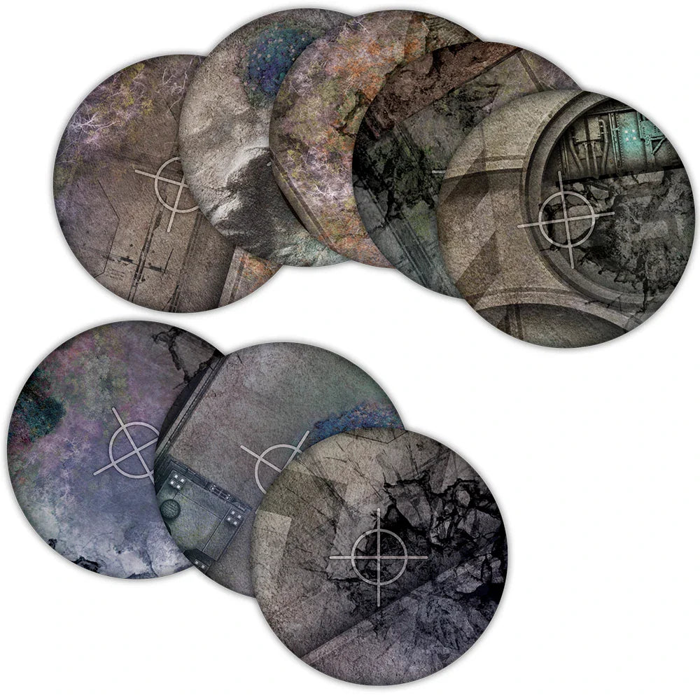 Terrain Crate: Objective Templates - 40mm + 6″ diameter - Grimdark - Golden Apple Comics