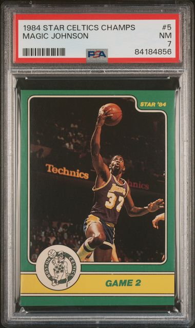 Graded 1984 Star Celtics Champs Magic Johnson #5 PSA 7 Near Mint