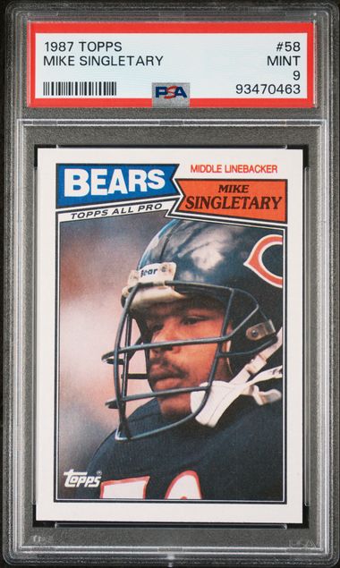 Graded 1987 Topps Mike Singletary #58 Football Card PSA 9 Mint