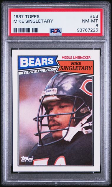 Graded 1987 Topps Mike Singletary #58 Football Card PSA 8 NM-MT