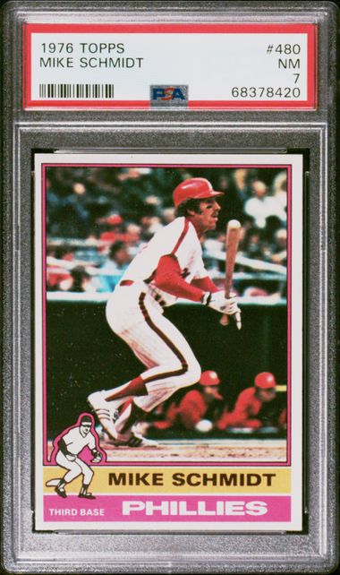 Graded 1976 Topps Mike Schmidt #480 Baseball Card PSA 7 Near Mint